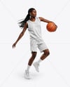 Black Woman Wearing Full Basketball Kit Mockup