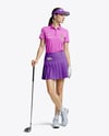 Woman Wearing Golf Shirt and Skirt Mockup