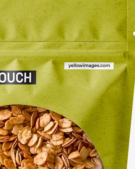 Kraft Pouch with Granola Mockup