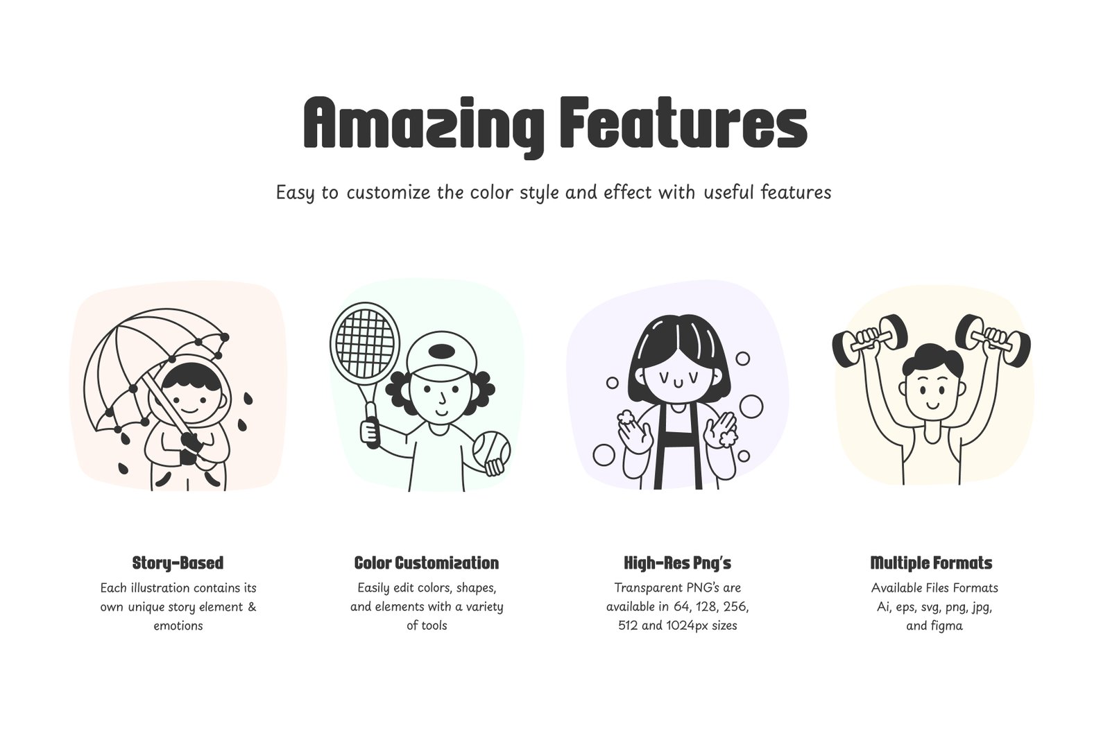 Daily Activities Doodle Illustration Set