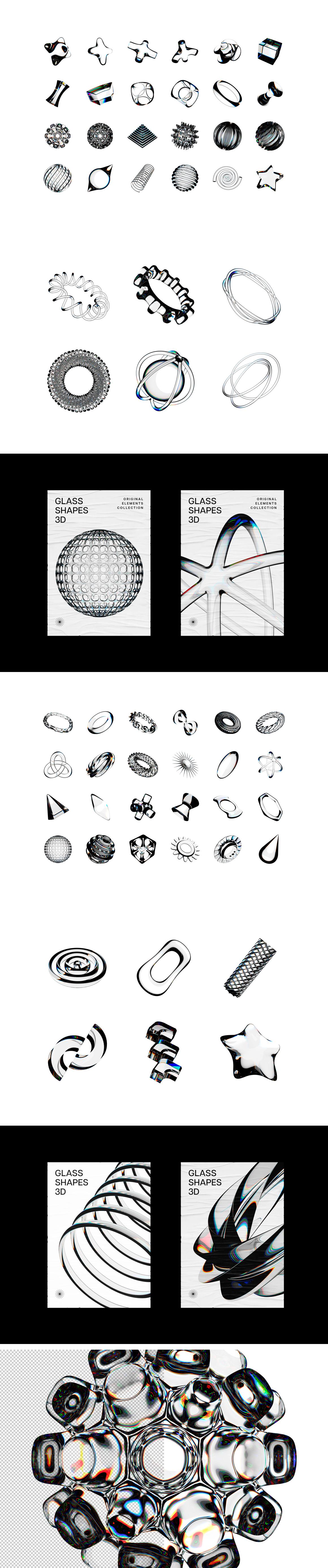 3D Glass Abstract Shapes