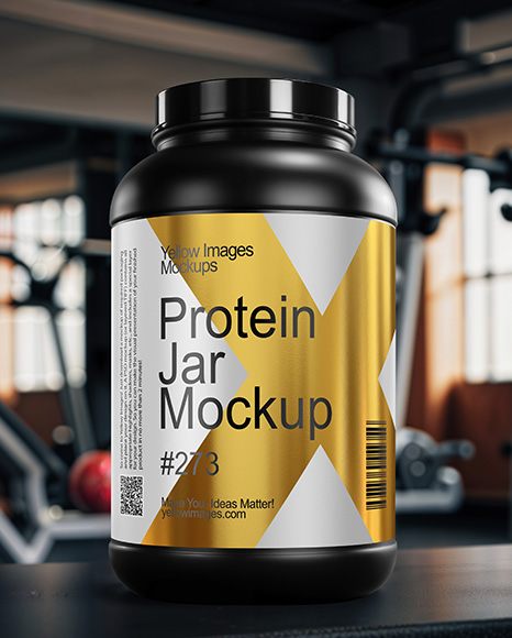 Black Protein Jar Mockup