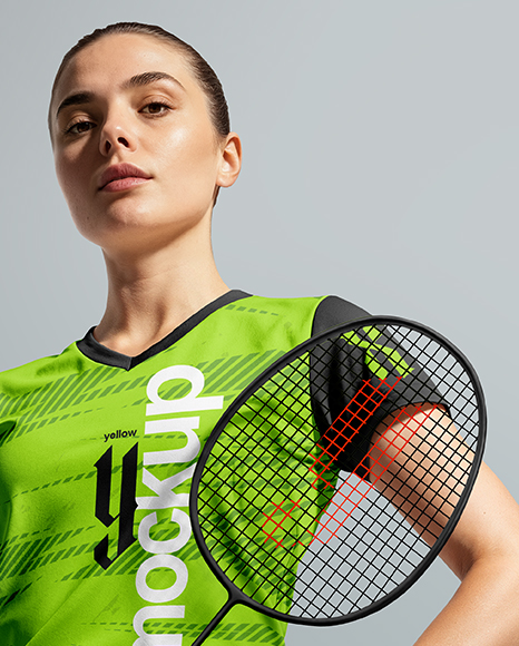 Woman Wearing Badminton Uniform Mockup