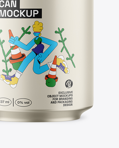 237ml Matte Aluminium Drink Can Mockup
