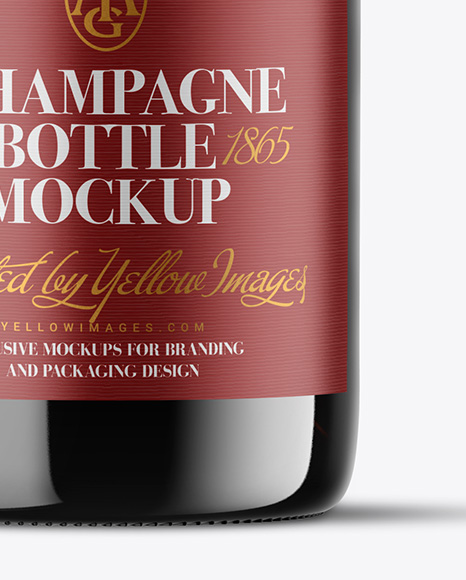 Amber Glass Champagne Bottle Mockup