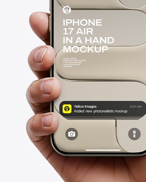 iPhone 17 Air Light Gold in a Hand Mockup