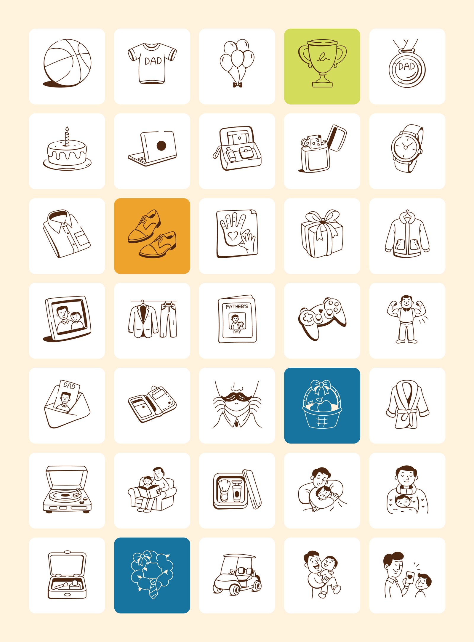 Fathers Day Doodles Icons