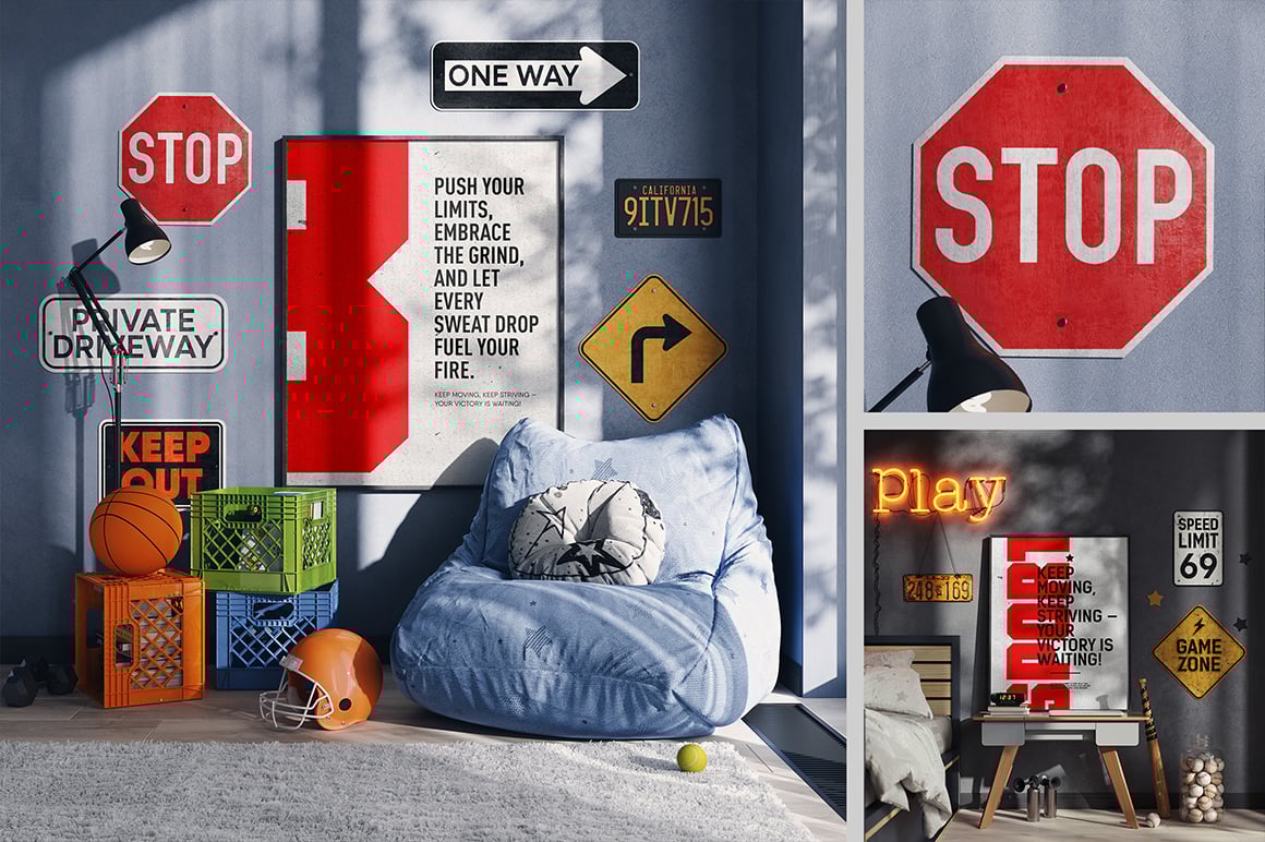 Poster in a Teenager&#039;s Room Mockup