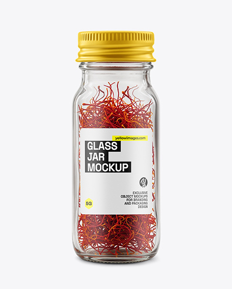 Small Glass Bottle with Saffron Threads Mockup - Glass bottle mockup