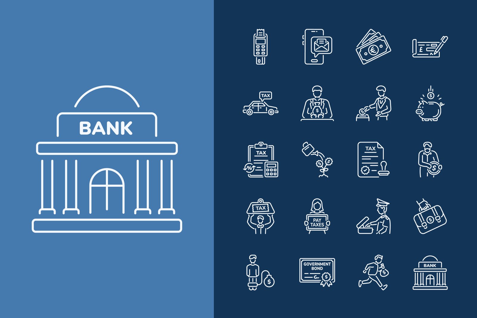 Money and Taxation Icon Set