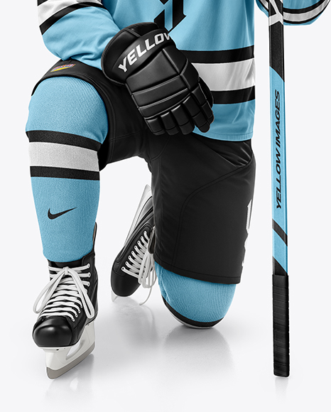 Man Wearing Full Ice Hockey Kit Mockup