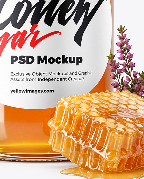 Clear Glass Jar with Heather Honey Mockup