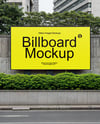 Outdoor Billboard on Concrete Wall Mockup