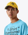 Young Man Wearing Oversized T-Shirt and Cap Mockup