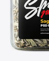 Square Plastic Jar with Sage Herb Mockup
