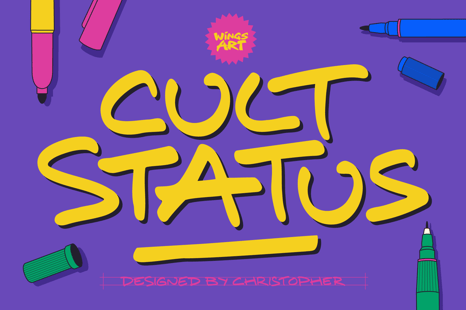Cult Status: Handwritten All-caps with a Pop Culture Flair - Fonts