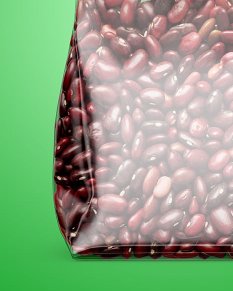 Transparent Package with Beans Mockup