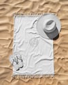 Beach Towel with Straw Hat and Flip-Flops Mockup