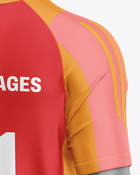 Training Short Sleeve Full Soccer Kit Mockup – Back Half Side View