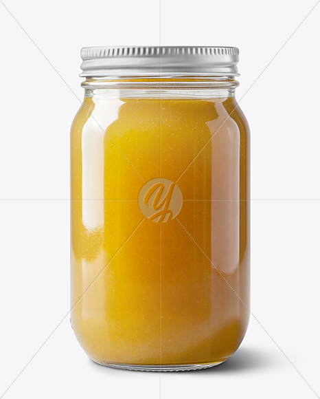 Clear Glass Jar with Chicken Bone Broth Mockup