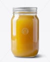 Clear Glass Jar with Chicken Bone Broth Mockup
