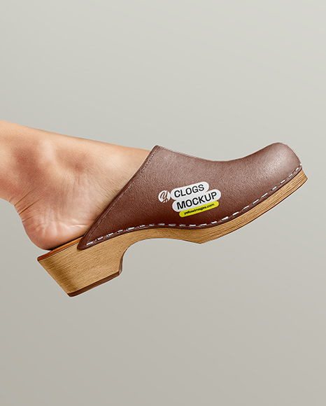 Pair of Clogs on Woman's Legs Mockup