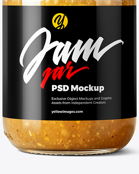 Clear Glass Jar with White Grape Jam Mockup