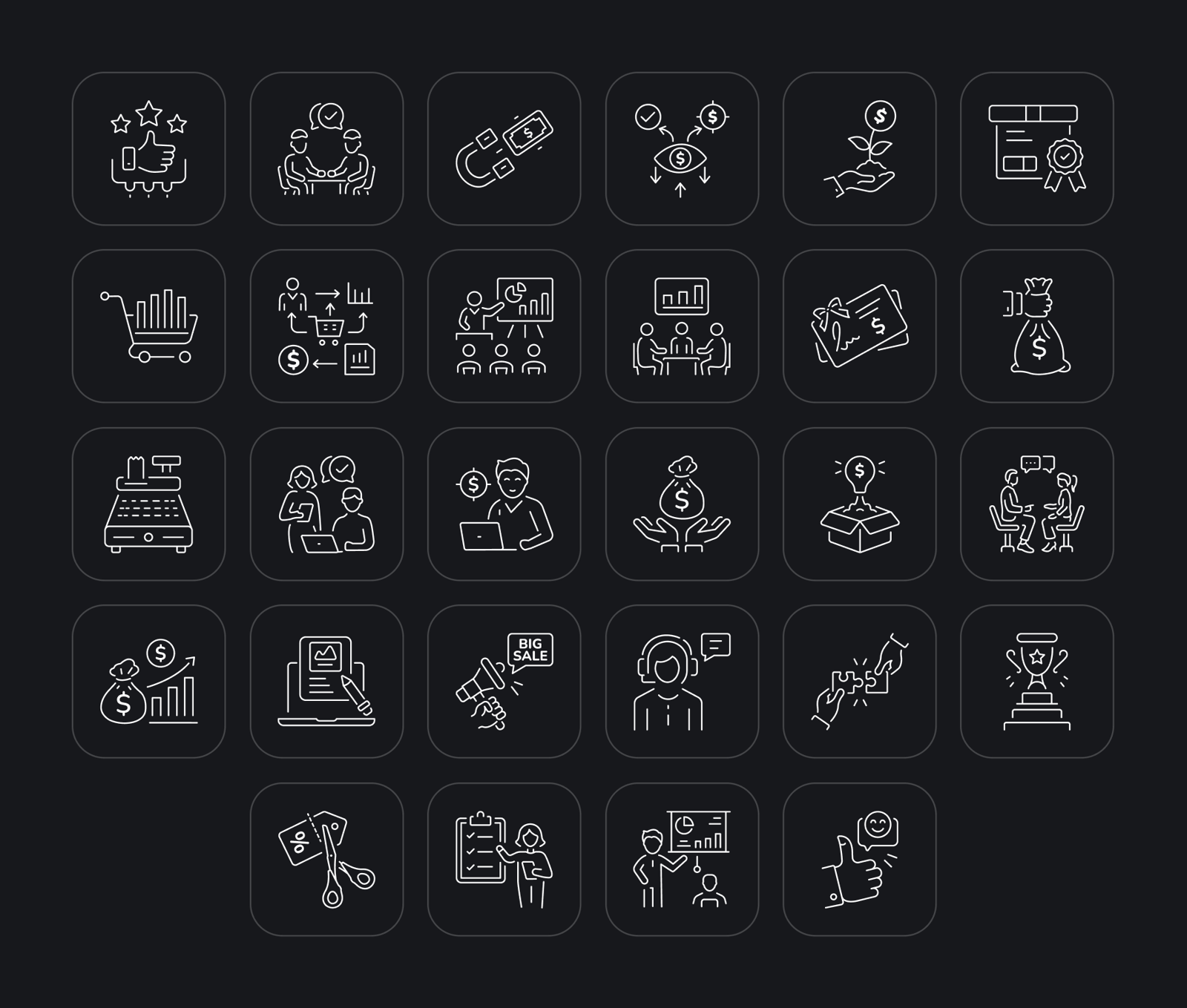 Sales Strategy Icons Set