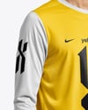 Soccer Player Wearing Long Sleeve Jersey and Shorts Mockup