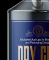 Dry Gin Bottle on Black Background Mockup