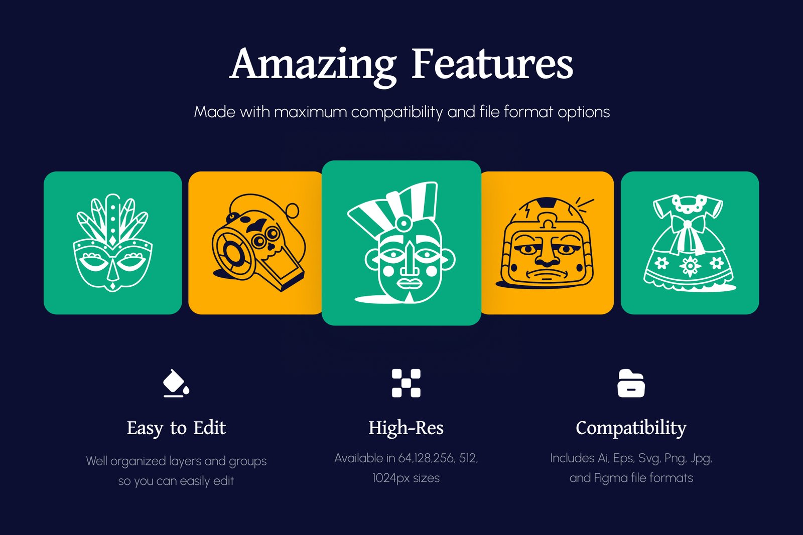 Mexican Doodles Icons Set
