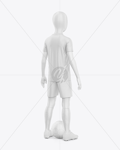Kids Soccer Kit w/ Mannequin Mockup - Back Half Side View