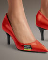 Pair of Pumps on Woman's Legs with Dress Mockup