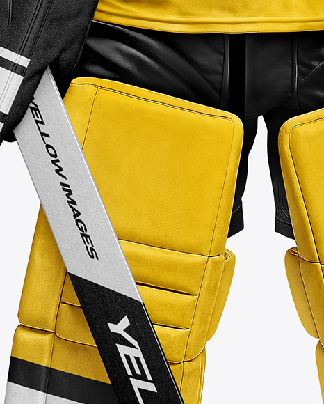 Man Wearing Ice Hockey Goalkeeper Kit Mockup