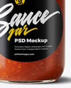 Glass Jar with Marinara Sauce Mockup