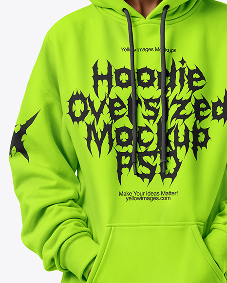 Black Woman Wearing Oversize Hoodie with Kangaroo Pocket & Sweatpants Mockup