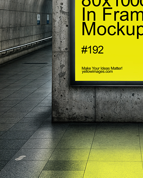 Framed Poster in Underground Passage Mockup