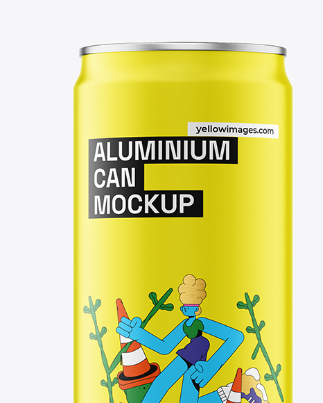 Slim Aluminium Drink Can with Matte Finish Mockup