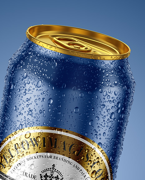 500ml Aluminium Can With Water Drops Mockup
