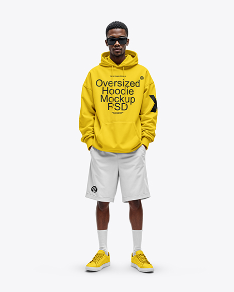 Black Man Wearing Hoodie and Shorts Mockup - Carhartt+Sweatshirts+without+Hoods+for+Men+|+Dungarees