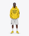 Black Man Wearing Hoodie and Shorts Mockup