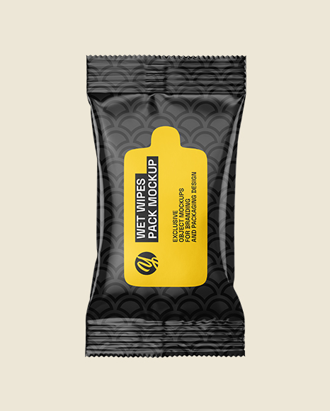 Glossy Wet Wipes Pack Mockup