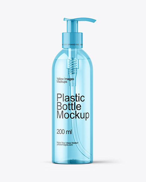 Clear Cosmetic Bottle with Pump Mockup - Oil mockup