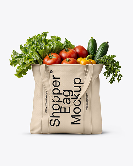 Shopper Bag with Vegetables Mockup