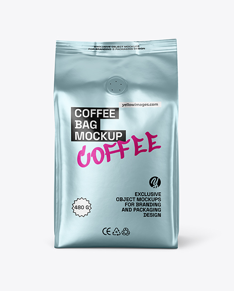 Metallic Coffee Bag with Valve Mockup