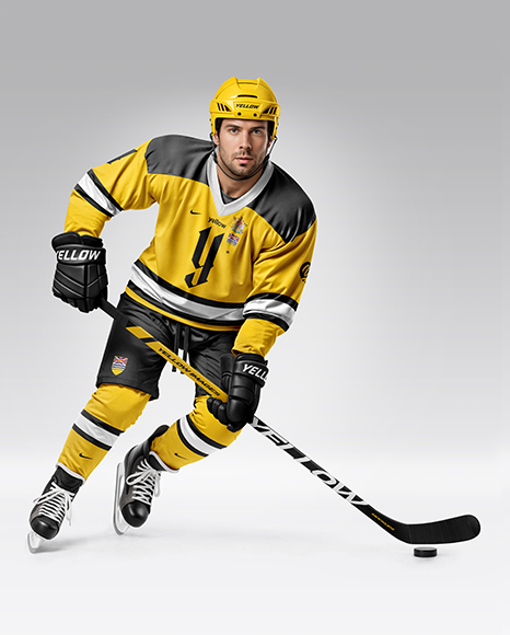 Man Wearing Full Ice Hockey Kit Mockup