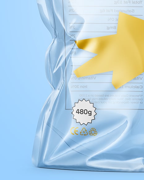 Transparent Clear Plastic Stand-Up Pouch Mockup