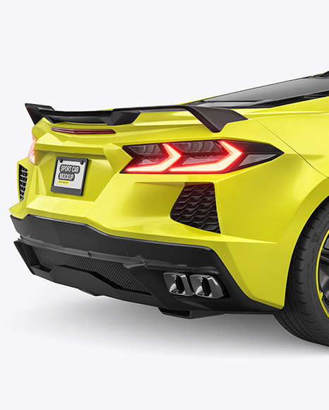 Sport Car Mockup - Back Half Side View