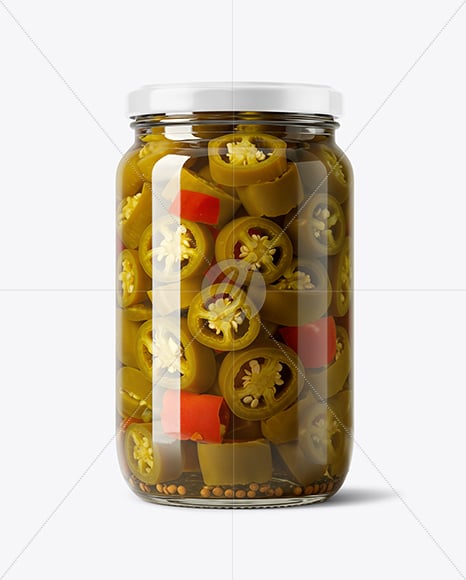 Glass Jar with Pickled Jalapenos Mockup