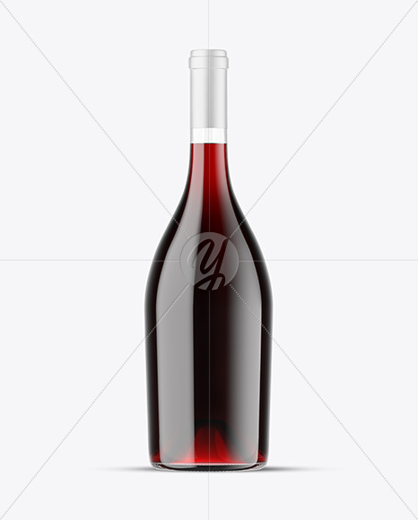 Clear Glass Red Wine Bottle Mockup
